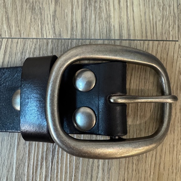 Bed Stu Black Genuine Leather Studded Belt Silver Buckle Size Large - Picture 5 of 7